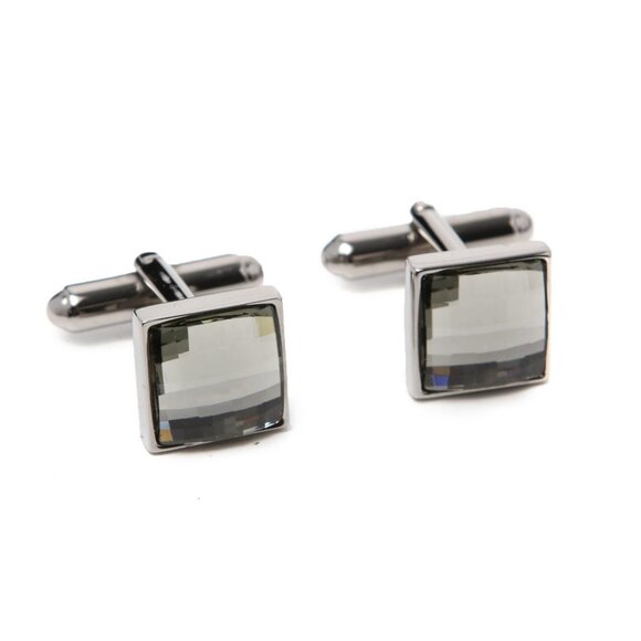 Swarovski Other - Swarovski Crystal Square Faceted Cufflinks Jewel Bling Silver Swan Stamped